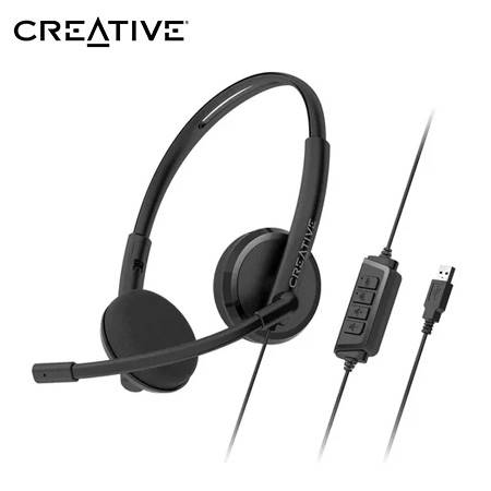 AUDIFONO C/MICROF. CREATIVE HS-220 USB-A 30MM NOISE-CANCELLING MUTE LIGERO 108G BLACK